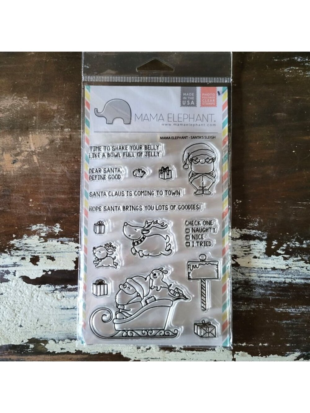 Mama Elephant Santa's Sleigh Clear Stamp & Die Set Christmas Crafting